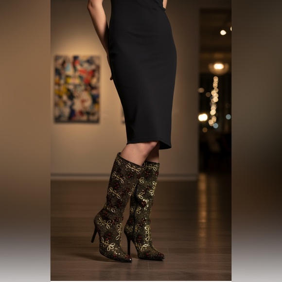 Vintage Colin Stuart Embroidered Beaded beautiful Boots not box size 8 - Picture 3 of 17